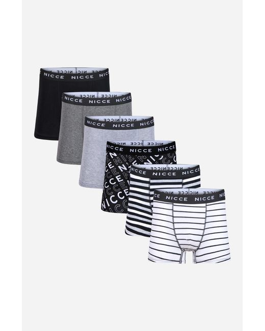 Nicce London Multicolor Multi 7-Pack Cotton Rich Boxer Briefs With Logo Waistband And Assorted Patterns for men