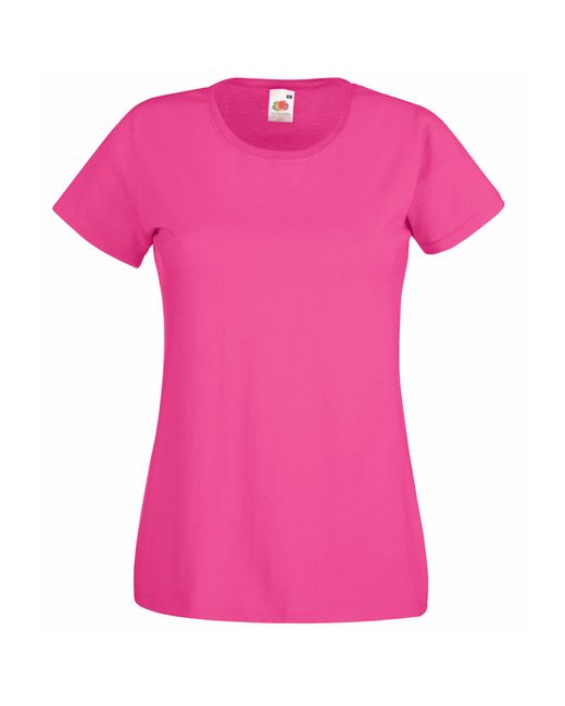 Fruit Of The Loom Pink Ladies/ Lady-Fit Valueweight Short Sleeve T-Shirt (Pack Of 5) Cotton