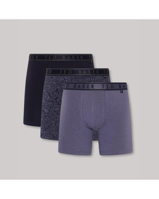 Ted Baker Blue 3-Pack Cotton Boxer Briefs /Amythys/Folkstone for men