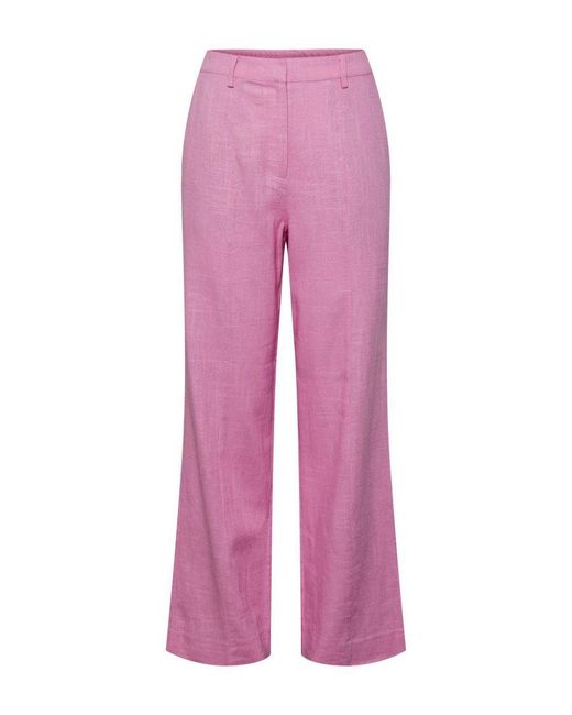 Y.A.S High Waist Straight Fit Pantalon Yasisma Fuchsia in het Pink