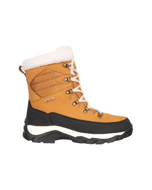 Mountain Warehouse Brown 'Innsbruck' Snow Boots Fleece Lined Waterproof Winter Shoes Leather for men