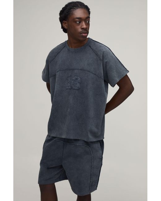 BoohooMAN Blue Oversized Boxy Short Sleeve Raglan T-Shirt & Set for men
