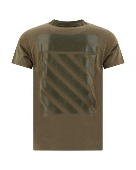 Off-White c/o Virgil Abloh Green Off- Diag Tab Slim Fit Army T-Shirt for men