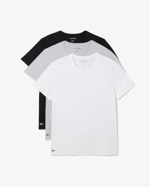 Lacoste White 3-Pack Cotton Crew Neck T-Shirts for men