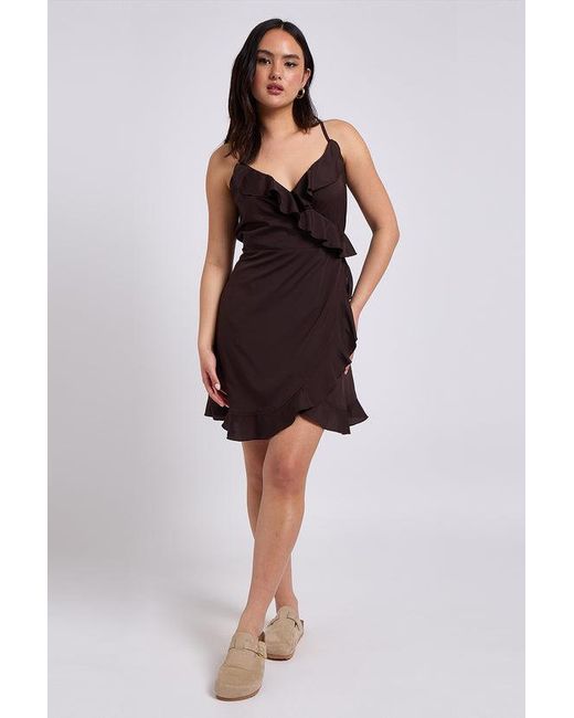 Urban Bliss Brown Cami Woven Frill Tea Dress