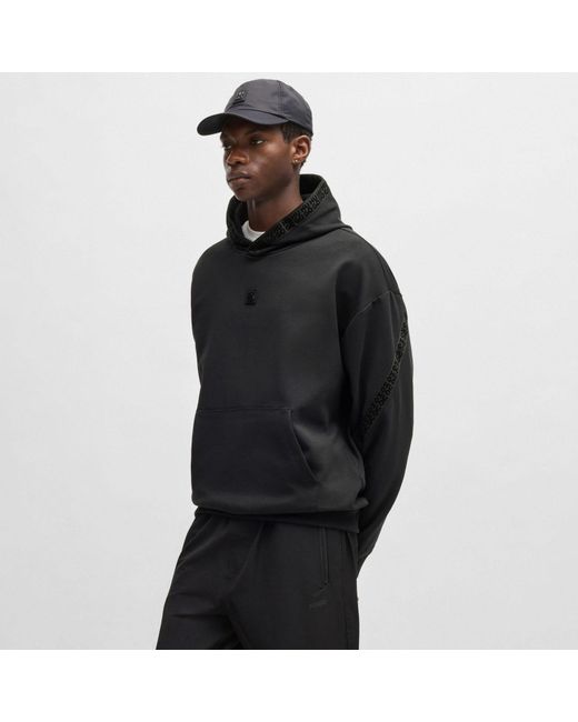 HUGO Black Dagarito Relaxed-Fit Hoodie for men