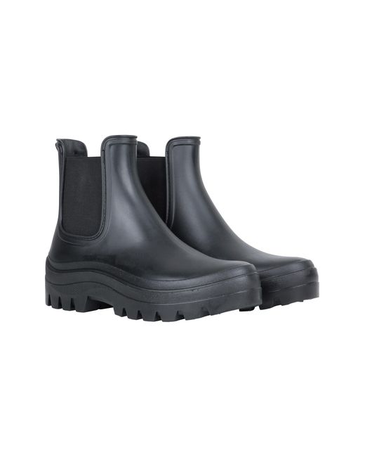 Mountain Warehouse Black 'Lynx' Chelsea Wellies Waterproof Chunky Sole Ankle Length Rain Boots