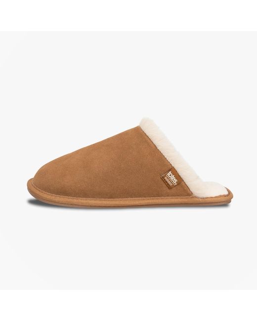 Totes Brown Isotoner Real Suede Mule Slippers Tan