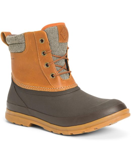 Muck Boot Brown Originals Duck Lace Memory Foam Wellingtons for men