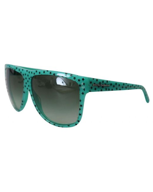 Dolce & Gabbana Green Square Shades Sunglasses With Stars Pattern