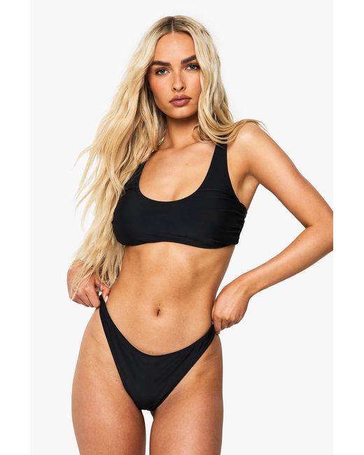 Boohoo Black Swimwear Essentials Fuller Bust Scoop Bikini Top