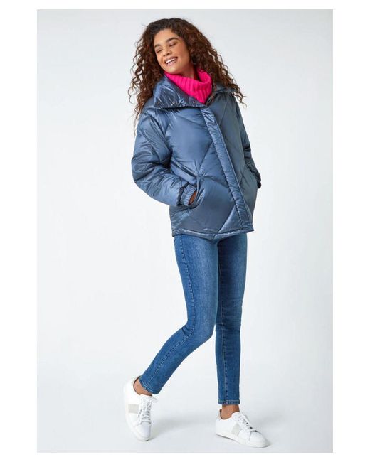 Roman Red Diamond Quilted Puffer Coat