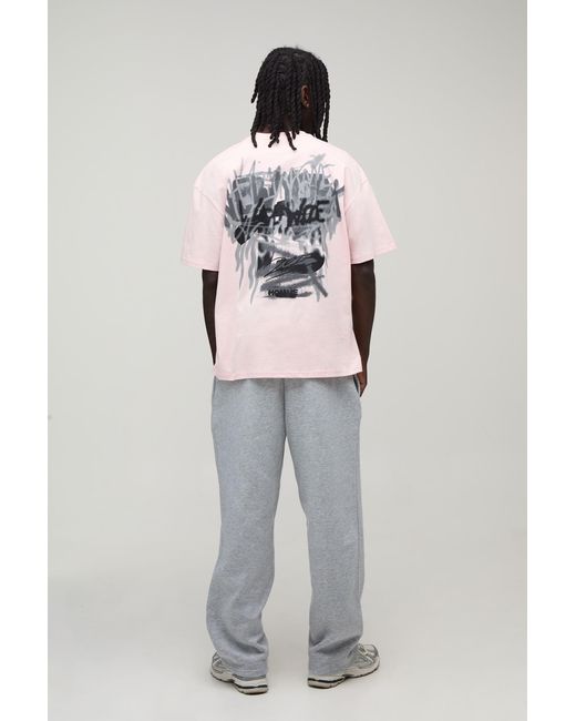 BoohooMAN Pink Oversized Spray Graffiti Print T-Shirt for men