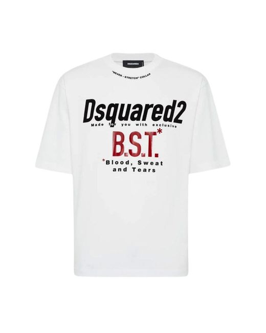DSquared² White Bloody Sweat Tears T-Shirt Cotton for men