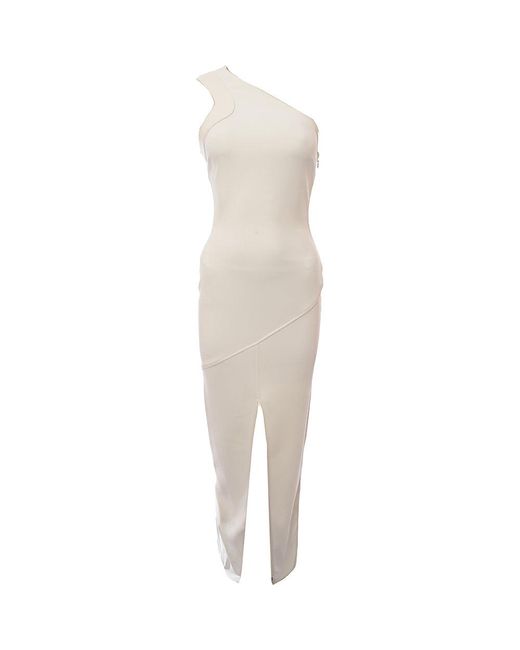 Tom Ford White Double Cady Stretch One Shoulder Evening Dress