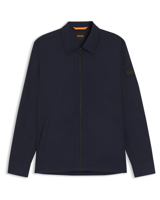 Boss Blue Collared Neck Long Sleeve Regular Fit Shirt for men