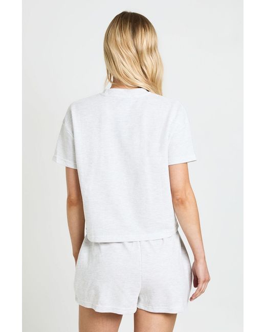 Boohoo White Petite Waffle T-Shirt And Shorts Co-Ord