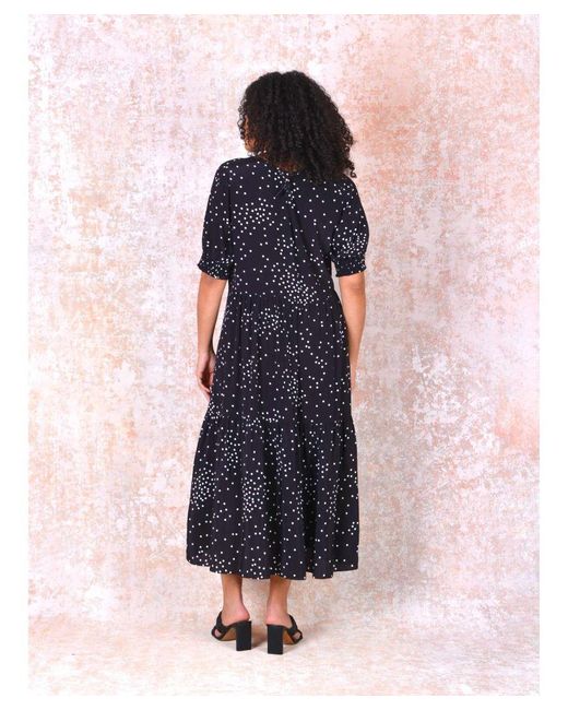 Live Unlimited Pink Mono Spot Shirred Cuff Midi Dress