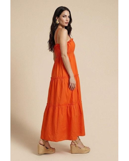 Urban Bliss Orange Ruched Tiered Maxi Dress