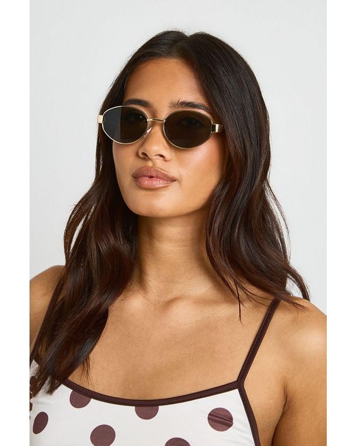 Boohoo Black Retro Oval Shape Sunglasses