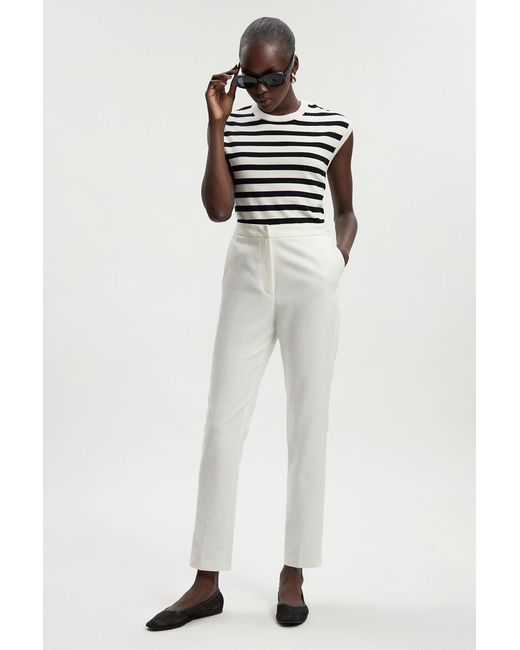 Karen Millen White Petite Essential Techno Woven Trouser
