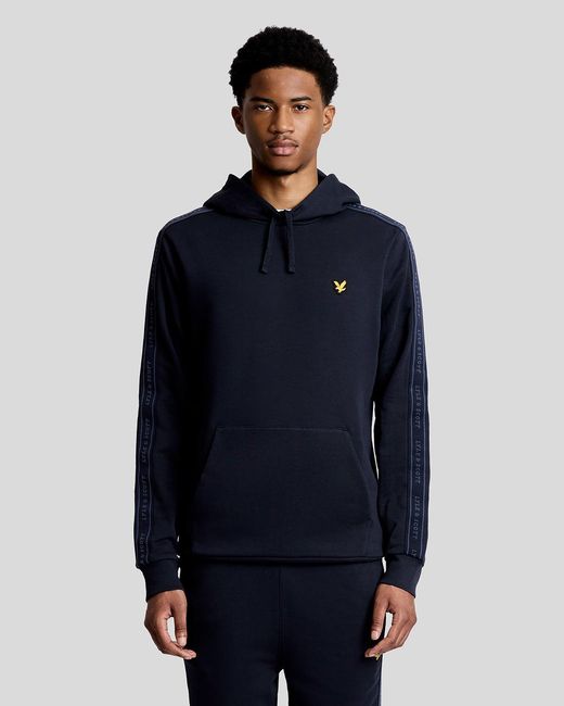 Lyle & Scott Blue Sports Tape Cotton Blend Hoodie for men