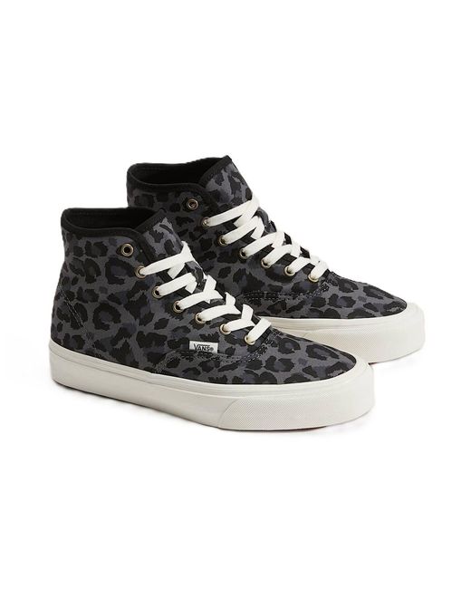 Vans Black Authentic Hi 2.0 Canvas Leopard/Pew Trainers