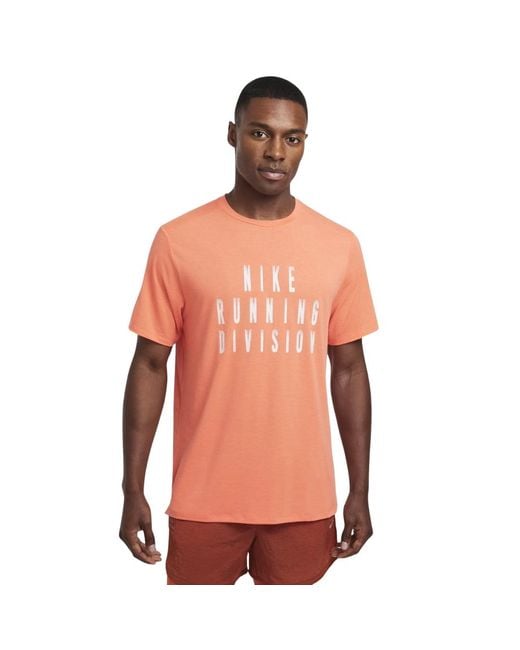 Nike Orange Rise 365 Running Division Dri-Fit Short-Sleeve Top for men
