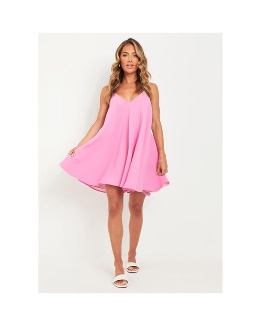 Missy Empire Pink Missy Empire Neck Trapeze Mini Dress