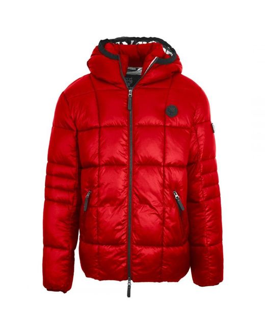 Philipp Plein Red Small Circle Logo Quilted Jacket for men