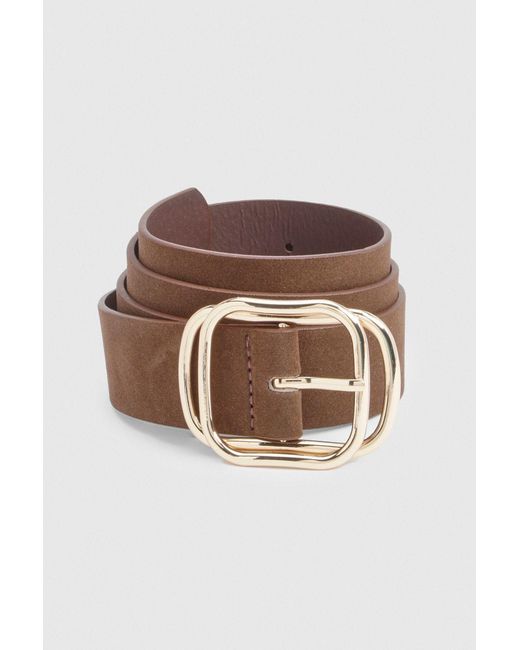 Boohoo Blue Faux Suede Double Buckle Detail Belt