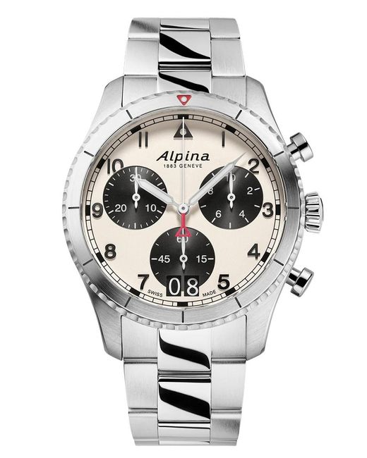Alpina Gray Startimer Pilot Watch Al-372Wb4S26B Stainless Steel for men