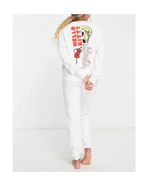 ASOS White Barbie X Hello Kitty Lounge Sweat & jogger Set