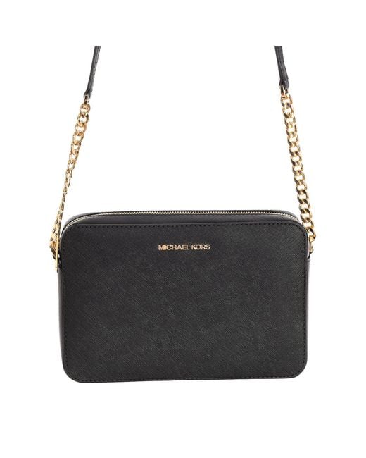 Michael Kors Black Jet Set 35T8Gttc9L Leather Crossbody Bag For
