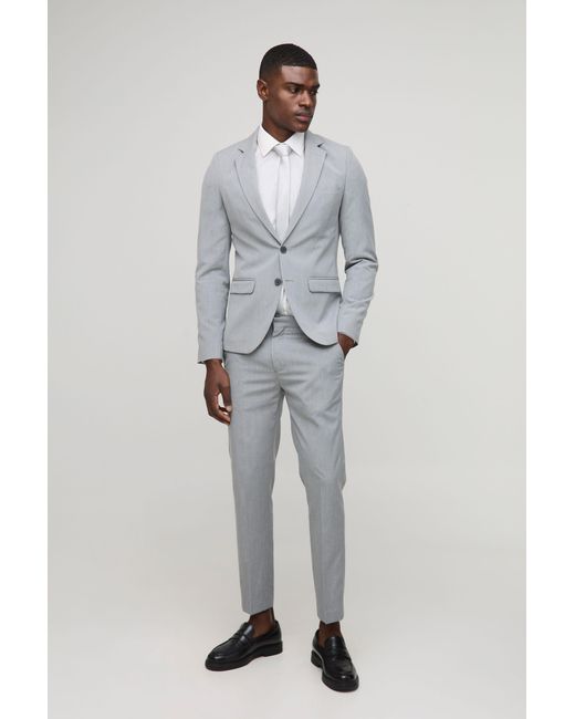 Boohoo Gray Super Skinny Single Breasted Suit Jacket