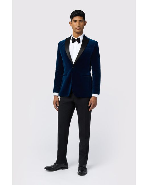 Ted Baker Blue Slim Fit Velvet Jacket Cotton for men