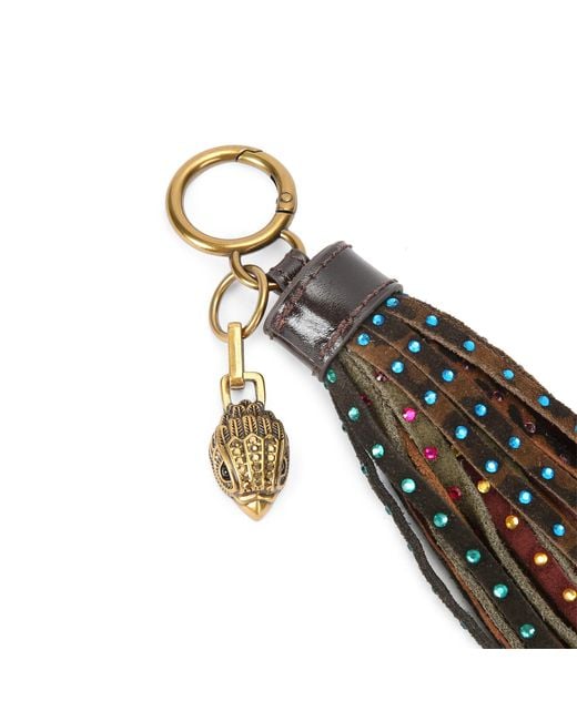 Kurt Geiger Brown Suede Tassel Crystals Charm Gift Set