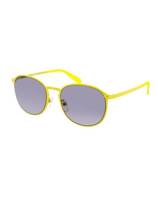 Calvin Klein Yellow Ck2137S Oval-Shaped Metal Sunglasses