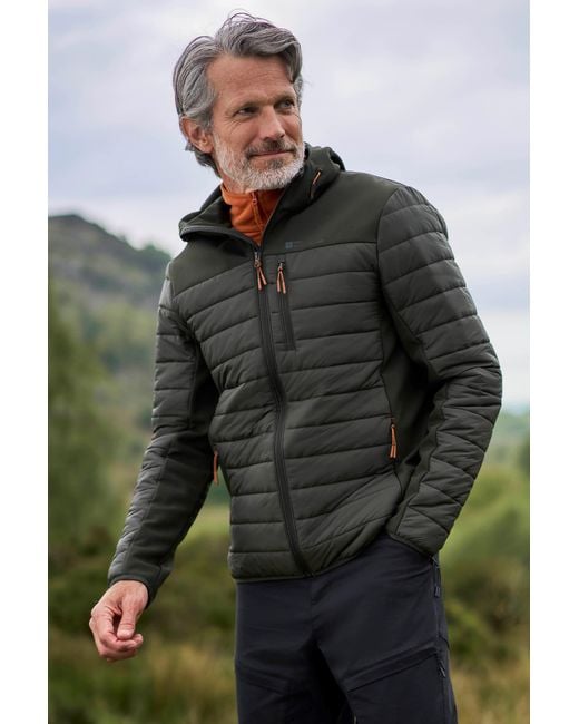 Mountain Warehouse Green 'Turbine' Padded Jacket Softshell Water Resistant Warm Coat Polyamide for men