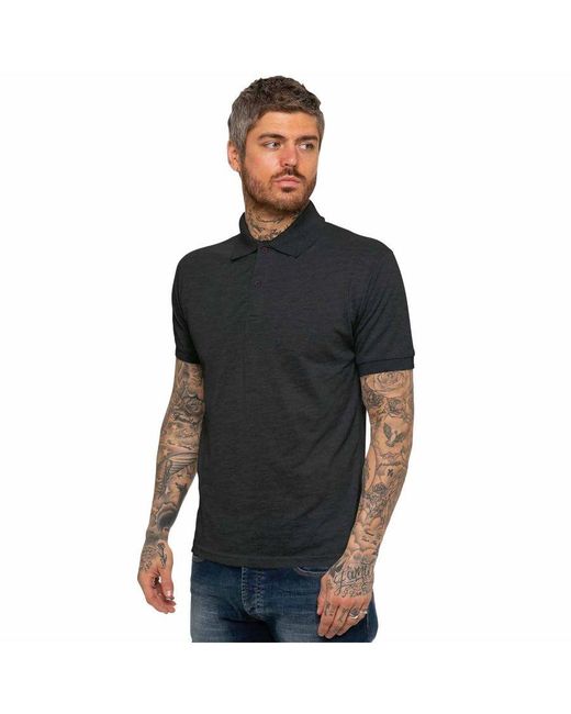Kruze By Enzo Black Short Sleeve Polo Shirts for men