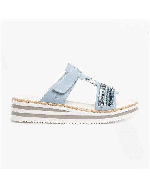 Rieker Blue V02M6-10 Ladies Wedge Sandals