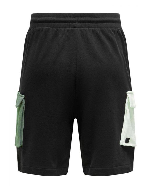Only & Sons Black Cargo Shorts for men
