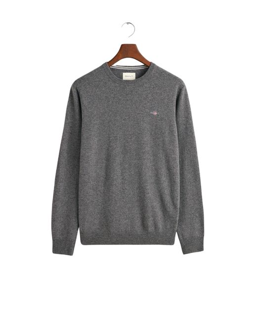 Gant Gray Superfine Lambswool Crew Neck Jumper for men