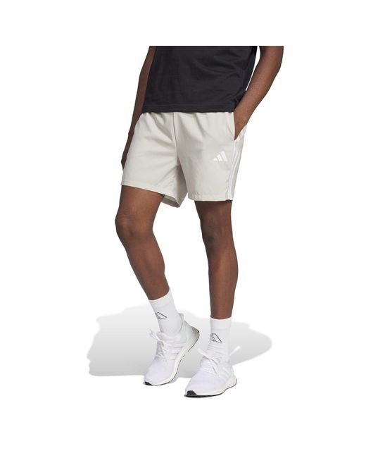 Adidas White Essentials 3 Stripes Shorts for men