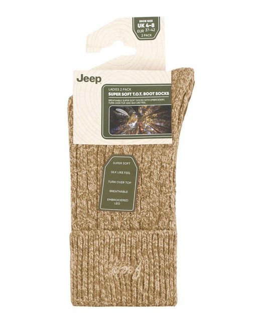Jeep Natural Ladies Turn Cuff Socks