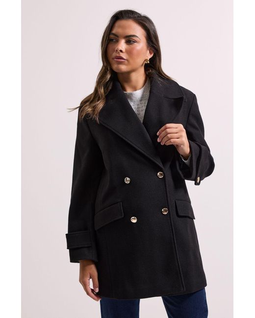 Wallis Black Mid Length Double Breasted Coat