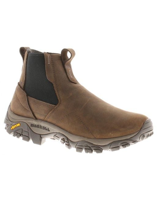 Merrell Waterproof Boots Moab Adventure Chelsea Leather Brown Leather for men