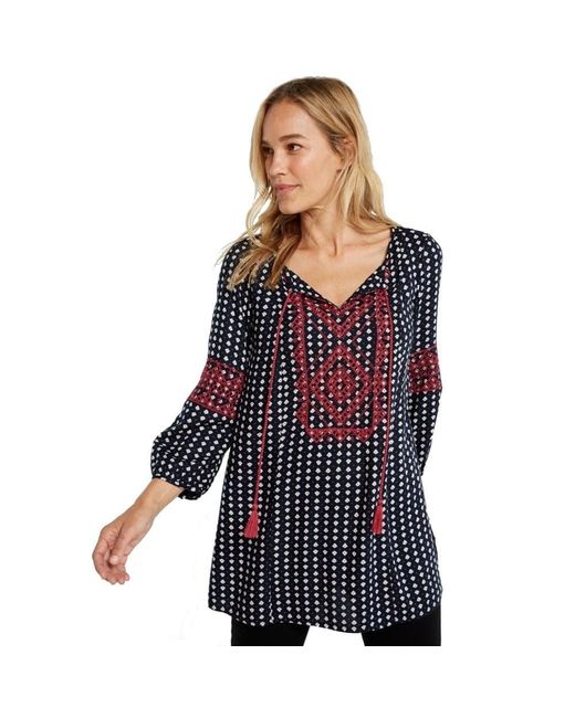 White Stuff Blue Amelia Embroidered Tunic Aw17