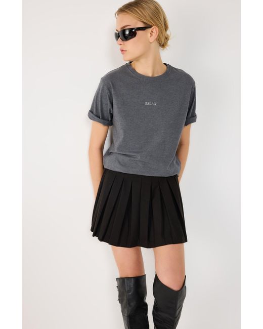 No Matter What Gray Kohle Stein Rundhals Lässiges T-Shirt