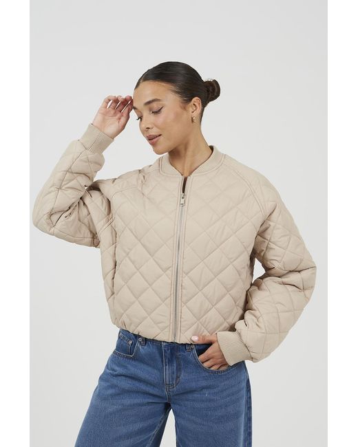 Brave Soul Natural Diamond Quilted Bomber Jacket